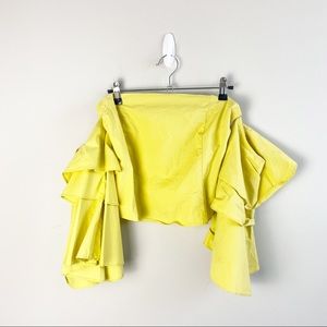Etophe Studios Yellow Off Shoulder Balloon Sleeve Blouse